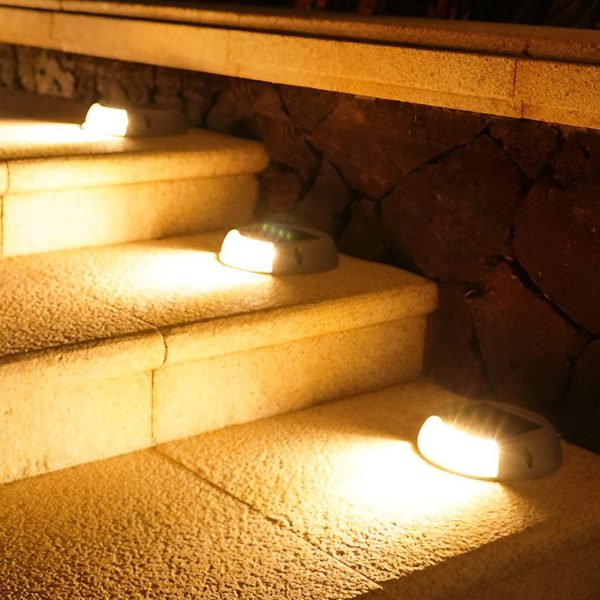 Wall Protected Flush Mount-On-Step Lights Solar LED Stairway Landscape Lighting - Image 3