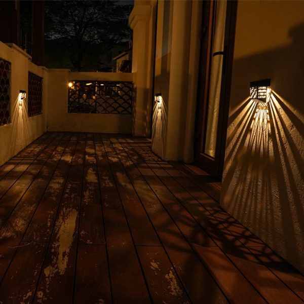 Solar Hollow Outdoor Wall Sconce Lighting Led Fence Wall Lamp Garden Lights - Image 5