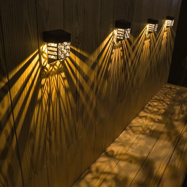 Solar Hollow Outdoor Wall Sconce Lighting Led Fence Wall Lamp Garden Lights - Image 4