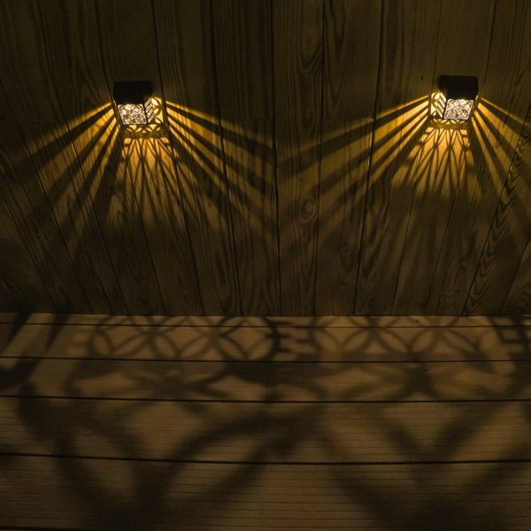 Solar Hollow Outdoor Wall Sconce Lighting Led Fence Wall Lamp Garden Lights - Image 3