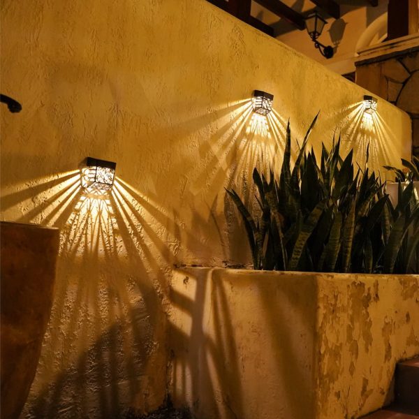 Solar Hollow Outdoor Wall Sconce Lighting Led Fence Wall Lamp Garden Lights - Image 6
