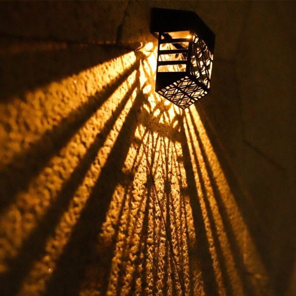Solar Hollow Outdoor Wall Sconce Lighting Led Fence Wall Lamp Garden Lights - Image 2