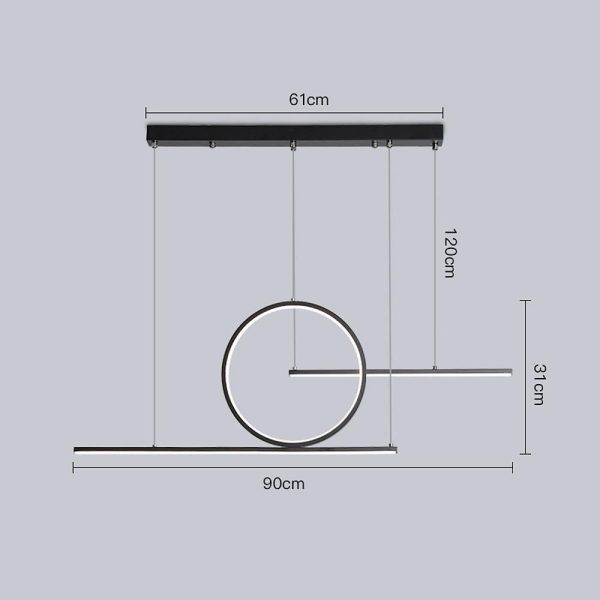 Circle Linear Design LED Modern Chandelier Hanging Ceiling Lights - Image 9