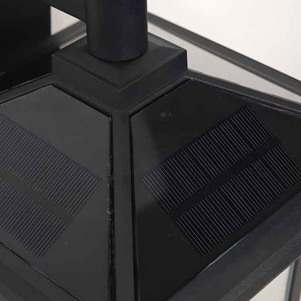 Square Waterproof Aluminum Glass Black Retro Solar Outdoor Wall Lights - Image 3