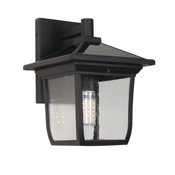 Square Waterproof Aluminum Glass Black Retro Solar Outdoor Wall Lights - Image 7