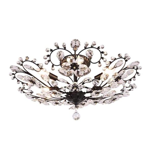 6-light Crystal Flower LED Modern Chandeliers Flush Mount Ceiling Light - Image 4
