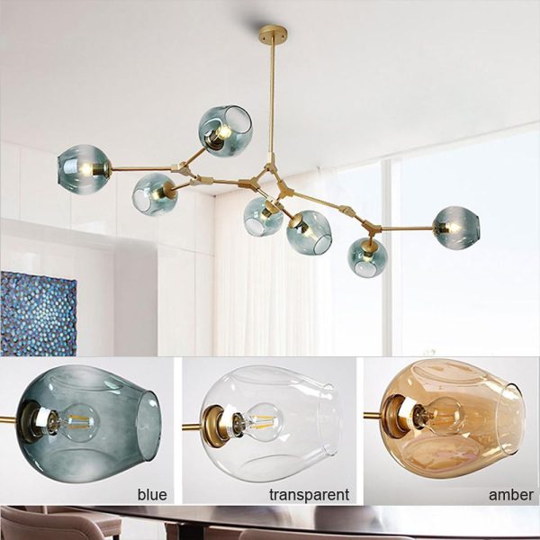 Globe Sputnik Industrial Glass Chandelier Modern Lighting with Customizable Color Shades - Image 4