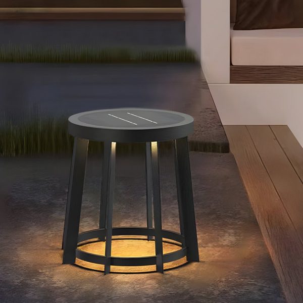 Stainless Steel Round Stool Solar Light Dual-Purpose Outdoor LED Fixture - Image 4
