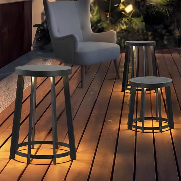 Stainless Steel Round Stool Solar Light Dual-Purpose Outdoor LED Fixture