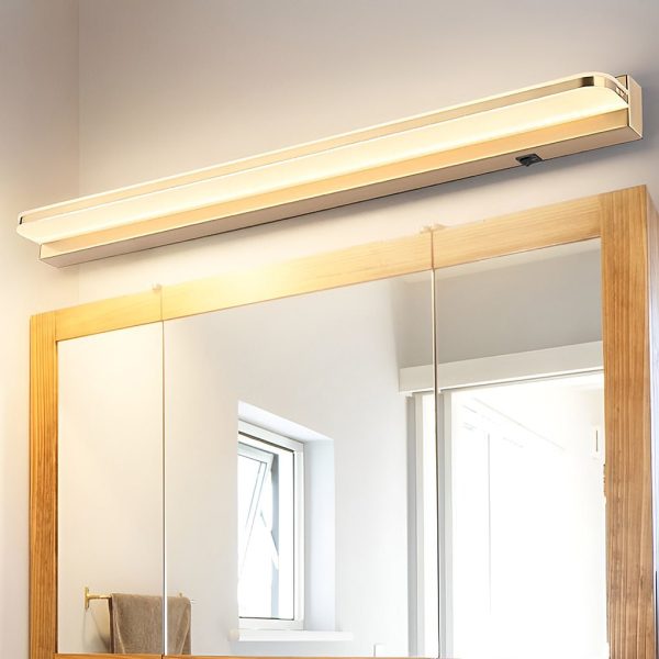 LED Bathroom Vanity Light with Wall-Mounted Panel and Polished Iron Trim - Image 4