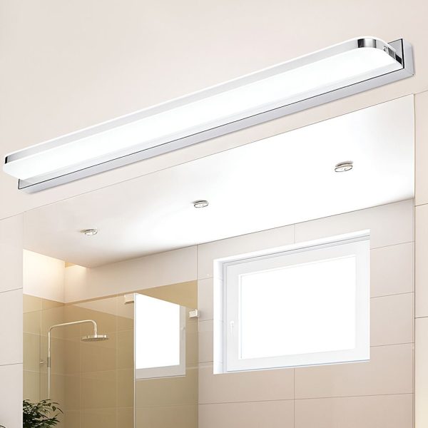 LED Bathroom Vanity Light with Wall-Mounted Panel and Polished Iron Trim - Image 3