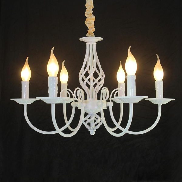 Candle Design Metal Rustic Chandeliers with 6 LED Bulbs - Image 2