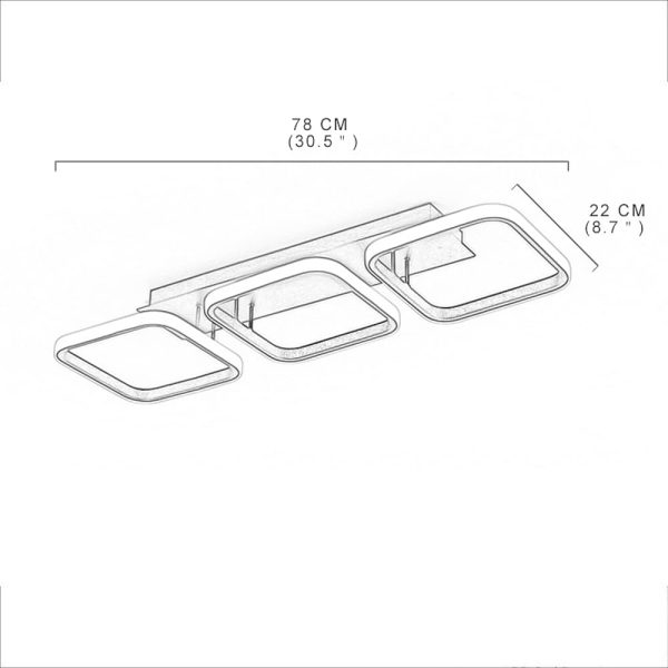 3 Square LED Black Modern Ceiling Lights Hanging Light Chandelier Ceiling Lamp - Image 8