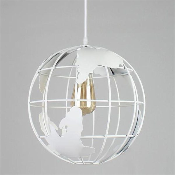 8'' Globe-shaped World Map LED Retro Pendant Lights Hanging Ceiling Lights - Image 3