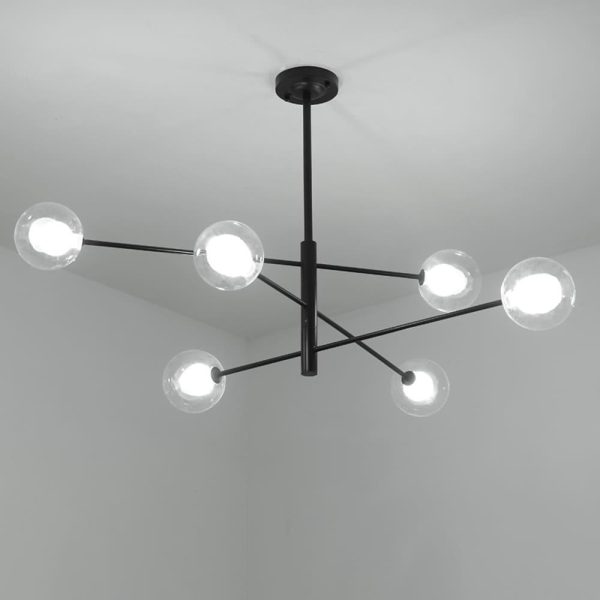 Linear Sputnik Chandelier Black Living Room Chandelier Ceiling Lights - Image 4