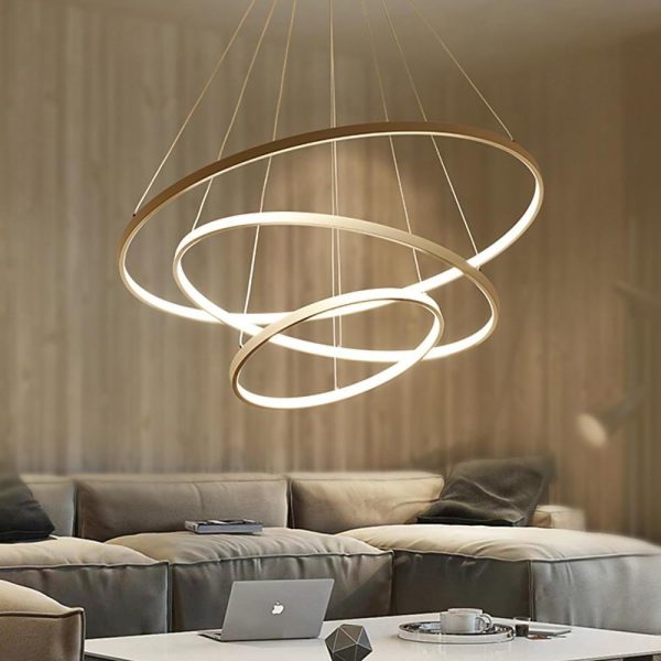 3 Ring Intterweaved Circle Design Pendant Lighting Aluminum Acrylic LED Ceiling Light - Image 12