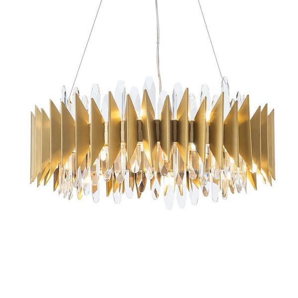 Modern Round Crystal Chandelier Stainless Steel Single Ceiling Light - Image 15