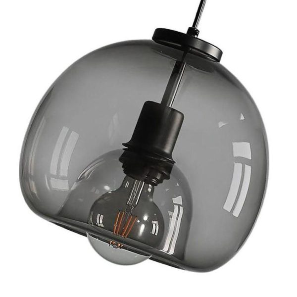 Vintage Metal Glass Pendant Light Shade Smoked Round Pendant Lighting - Image 6