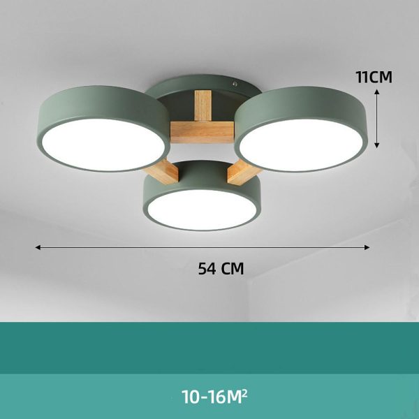 3 Circle Flush Mount Ceiling Light Metal Wood Bamboo LED Light - Image 5