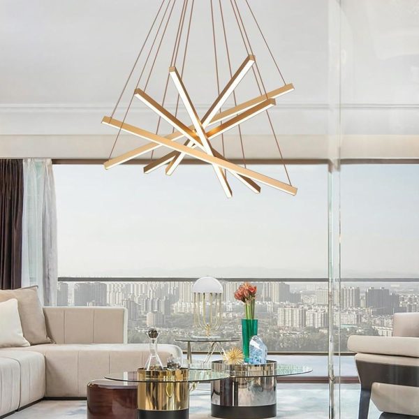 6-light Cluster Design Multiple Sticks LED Modern Pendant Lighting - Image 2