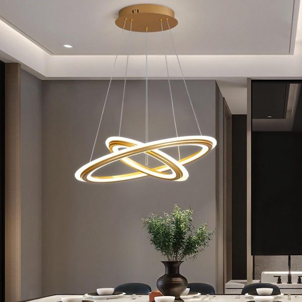 2-light Circles Shaped LED Nordic Chandeliers Hanging Ceiling Lights - Image 2
