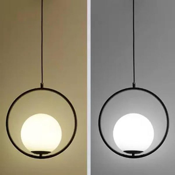 Electroplated Circle Glass Globe LED Nordic Pendant Lighting Hanging Lamp - Image 3