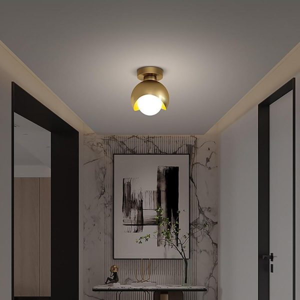 6'' LED 1-Light Globe Small Flush Mount Light Nordic Copper Ceiling Light - Image 6
