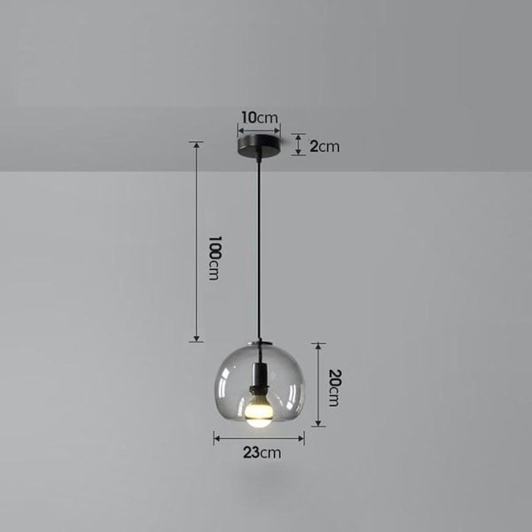 Vintage Metal Glass Pendant Light Shade Smoked Round Pendant Lighting - Image 5
