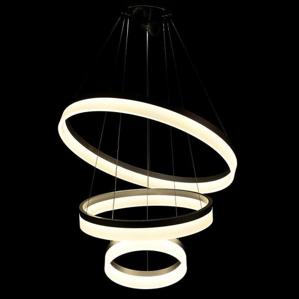 Adjustable Gradated 3 Rings Dimmable LED Modern Chandeliers Pendant Lighting - Image 5