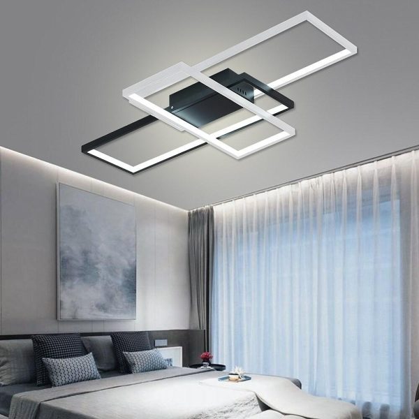 Multi Rectangle Large Flush Mount Ceiling Light with 3 Integrated Tiered Lights - Image 4