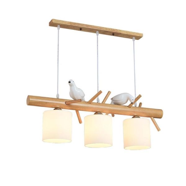 Rustic Island Kitchen Pendant Lighting Wood Bamboo Glass Pendant Lighting - Image 4