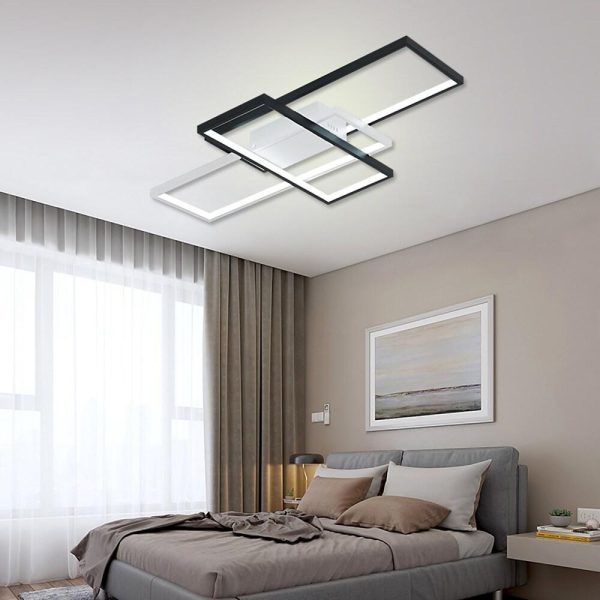 Multi Rectangle Large Flush Mount Ceiling Light with 3 Integrated Tiered Lights - Image 13