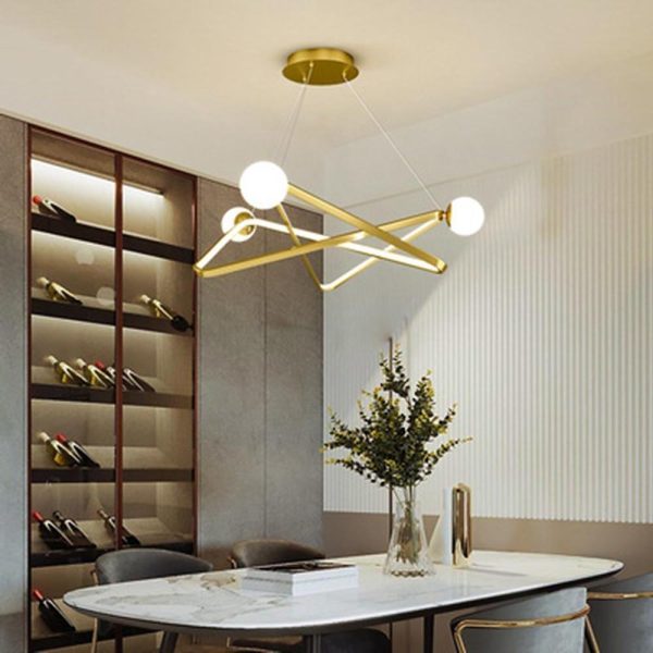 Geometric Design LED Modern Chandeliers Glass Pendant Lights Hanging Lamp - Image 5