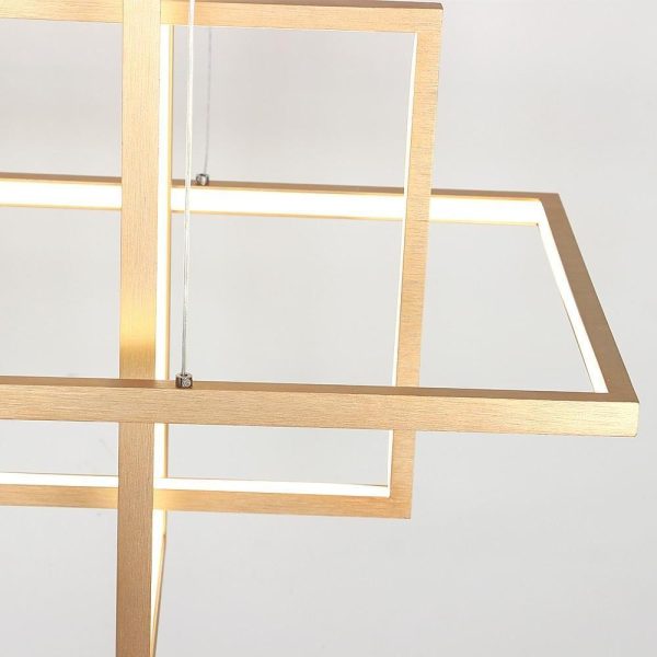 31.5'' Three-Part Futuristic Square Rectangular Hybrid Aluminum Chandelier with Capable Ambient Lights - Image 19