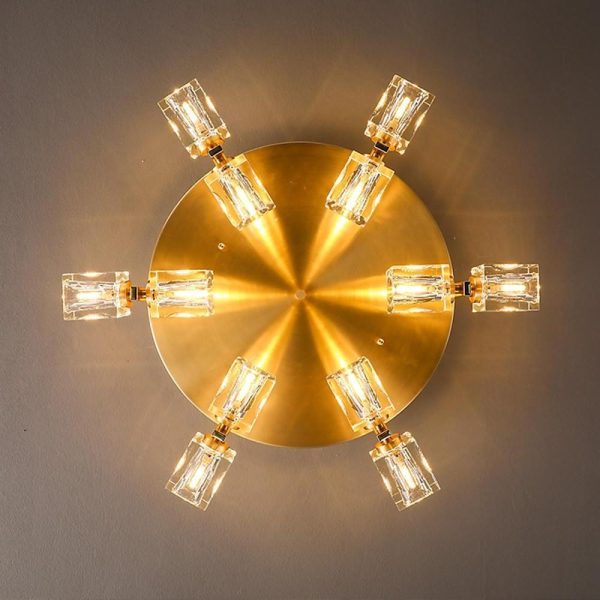 6 Light Unique Crystal Brass Flush Mount Light LED Ceiling Light - Image 4