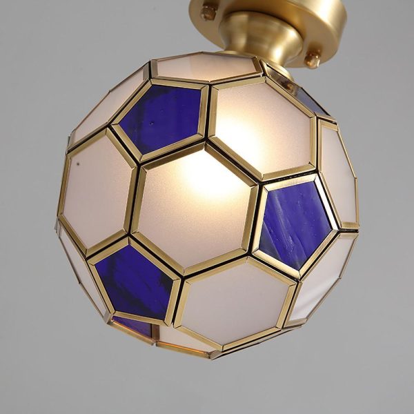 Football Electroplated Copper Glass LED Modern Ceiling Lights Flush Mount Lighting - Image 4