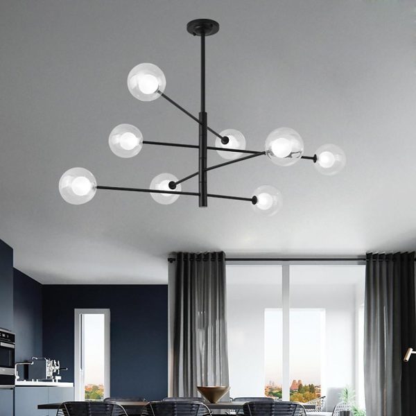 Linear Sputnik Chandelier Black Coolest Chandeliers for Living Room 8 Bulbs - Image 2