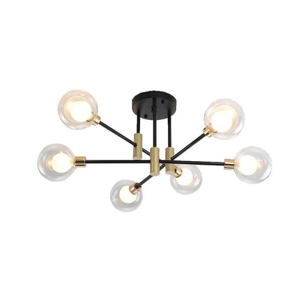 Modern Metal Glass Flush Mount Sputnik Light LED Bedroom Ceiling Lights - Image 2