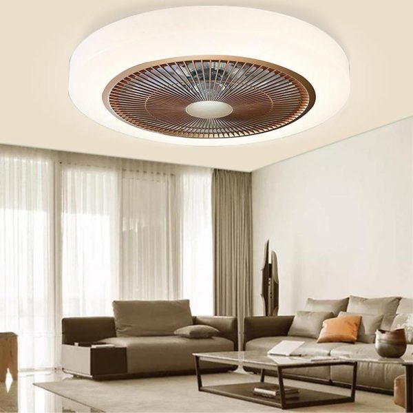 Rounded Linear Flush Mount Bladeless Ceiling Fans with Lights LED Living Room Ceiling Lights - Image 2