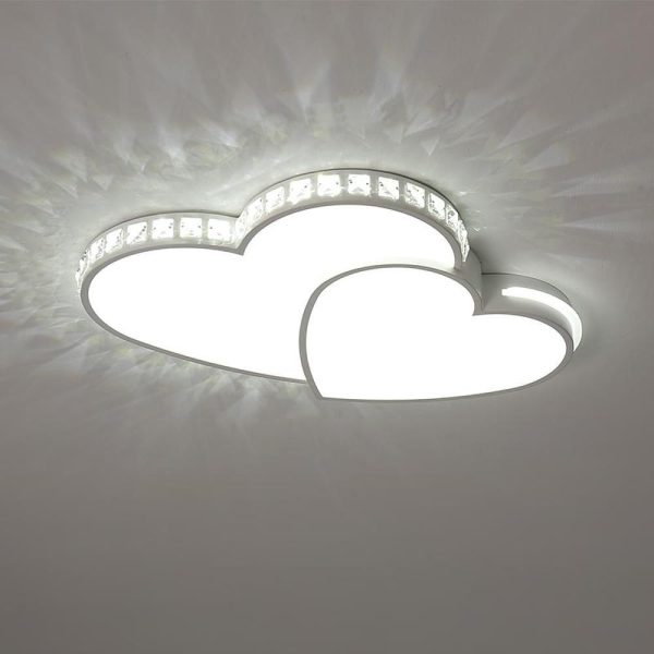 Two Heart Shaped Flush Mount Ceiling Light Dimmable Lamp 1 Bulb - Image 4