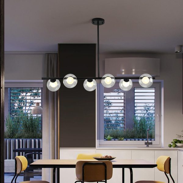 Nordic Style Modern Design Sphere Chandelier Metal Glass Ceiling Light 6 Bulbs - Image 4