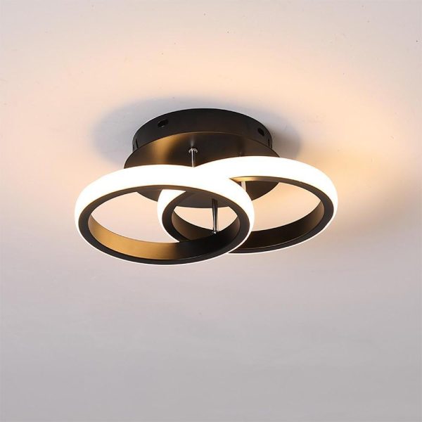 2 Circle Flush Mount Lighting Fixtures Metal LED Living Room Ceiling Lights - Image 4