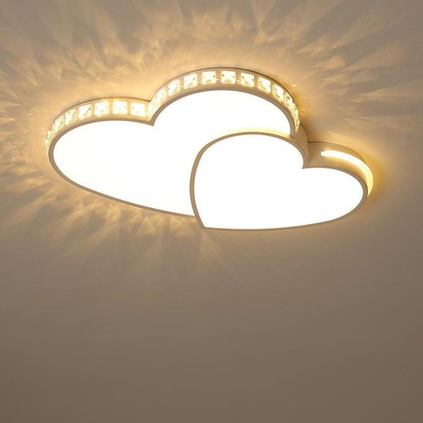 Two Heart Shaped Flush Mount Ceiling Light Dimmable Lamp 1 Bulb - Image 5