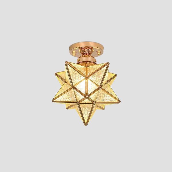 Geometric Multi Pointed Star Pendant Light Metal Glass Entryway Lighting - Image 7