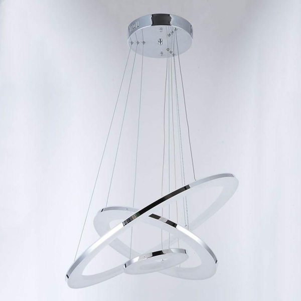 Adjustable LED 3-Ring Chandelier Modern 24" Hanging Ceiling Light - Image 5