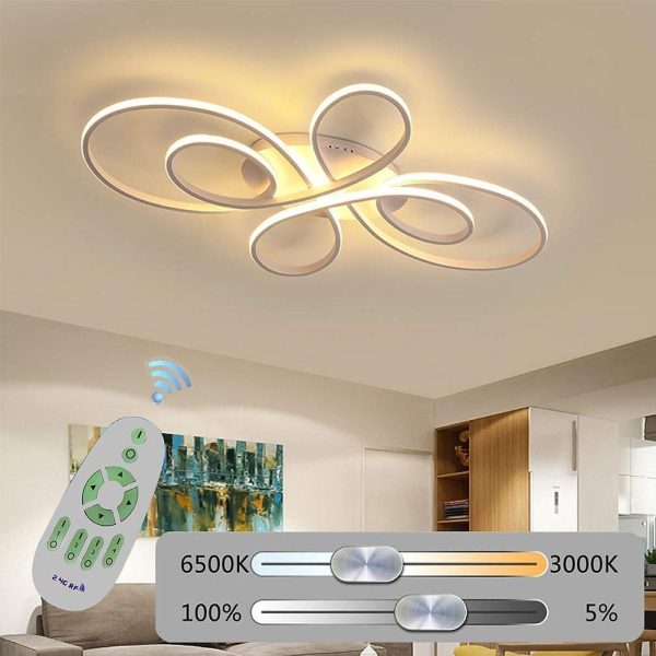 Artistic Curved Dimmable LED Modern Ceiling Lights Chandelier Flush Mount Lighting - Image 5