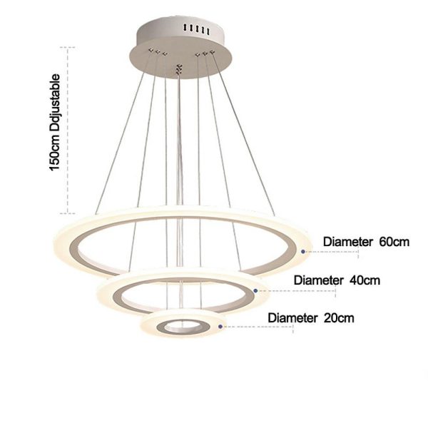Adjustable 3 Circles LED Modern Pendant Lighting Chandelier - Image 5