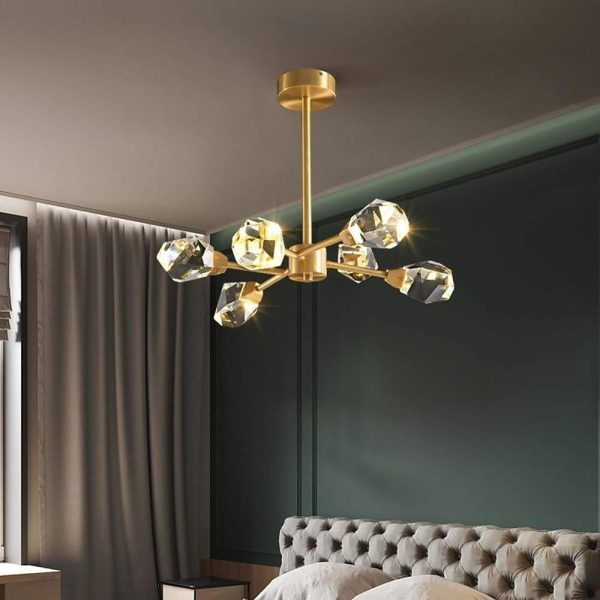 6-light Electroplated Crystal LED Nordic Chandeliers Hanging Ceiling Lights - Image 2