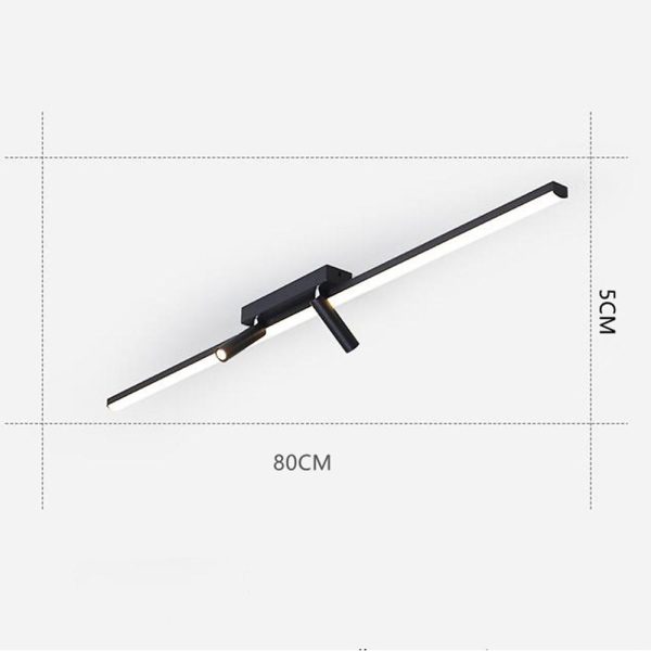 Unique 2-Spotlights Black Linear Semi-Flush Mount Ceiling LED Light - Image 7