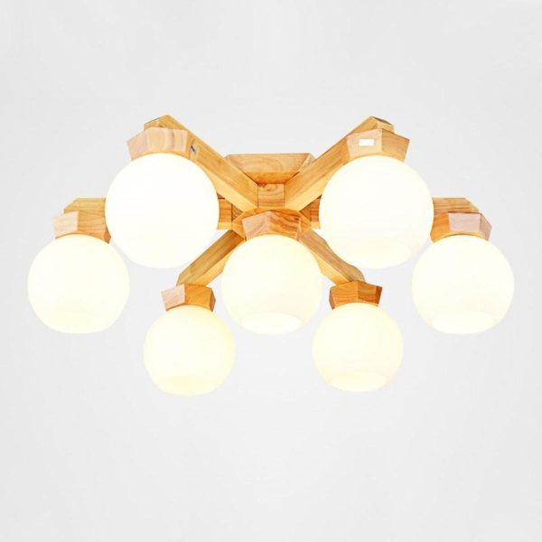 Nordic Style Modern Wood Chandelier LED Globe Chandelier - Image 2